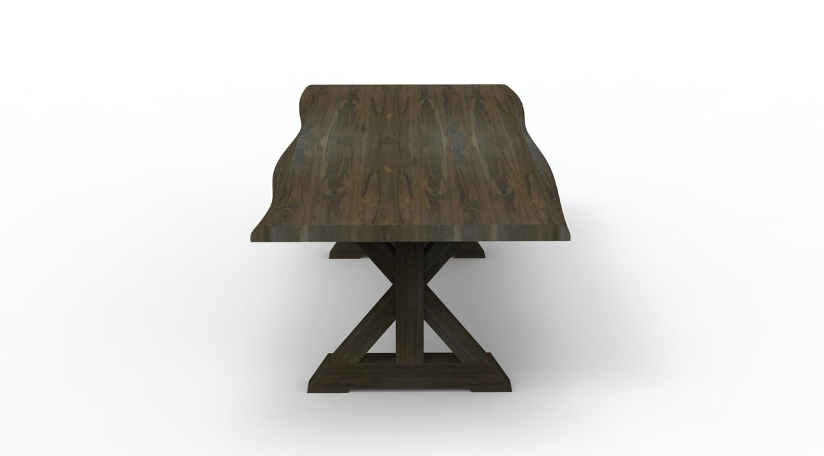 Bartholomew 84&quot; Teak Live Edge Dining Table - Natural + Black - snyders.furniture