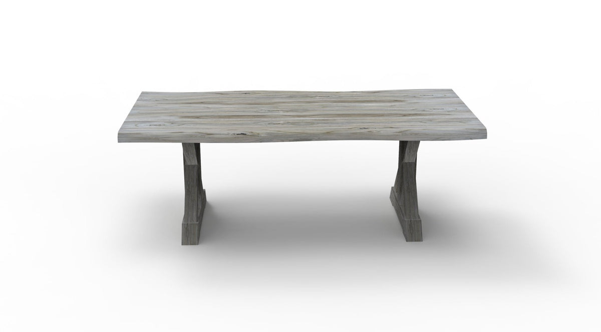 Bartholomew 84&quot; Teak Live Edge Dining Table - Natural + Gray - snyders.furniture