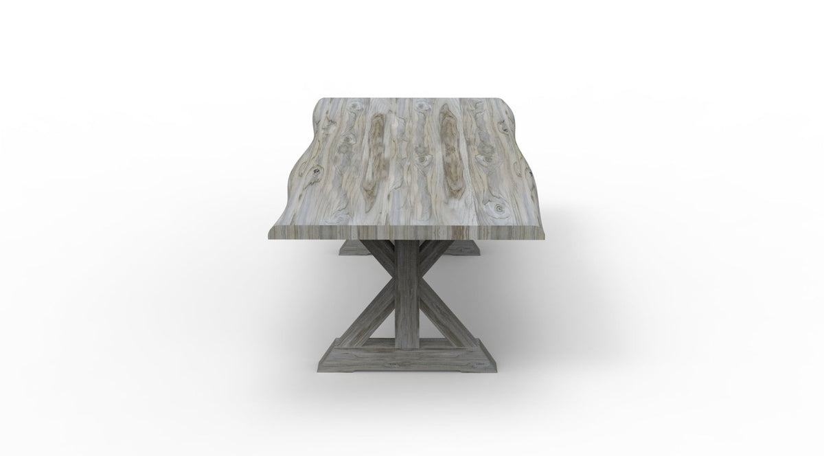 Bartholomew 84&quot; Teak Live Edge Dining Table - Natural + Gray - snyders.furniture