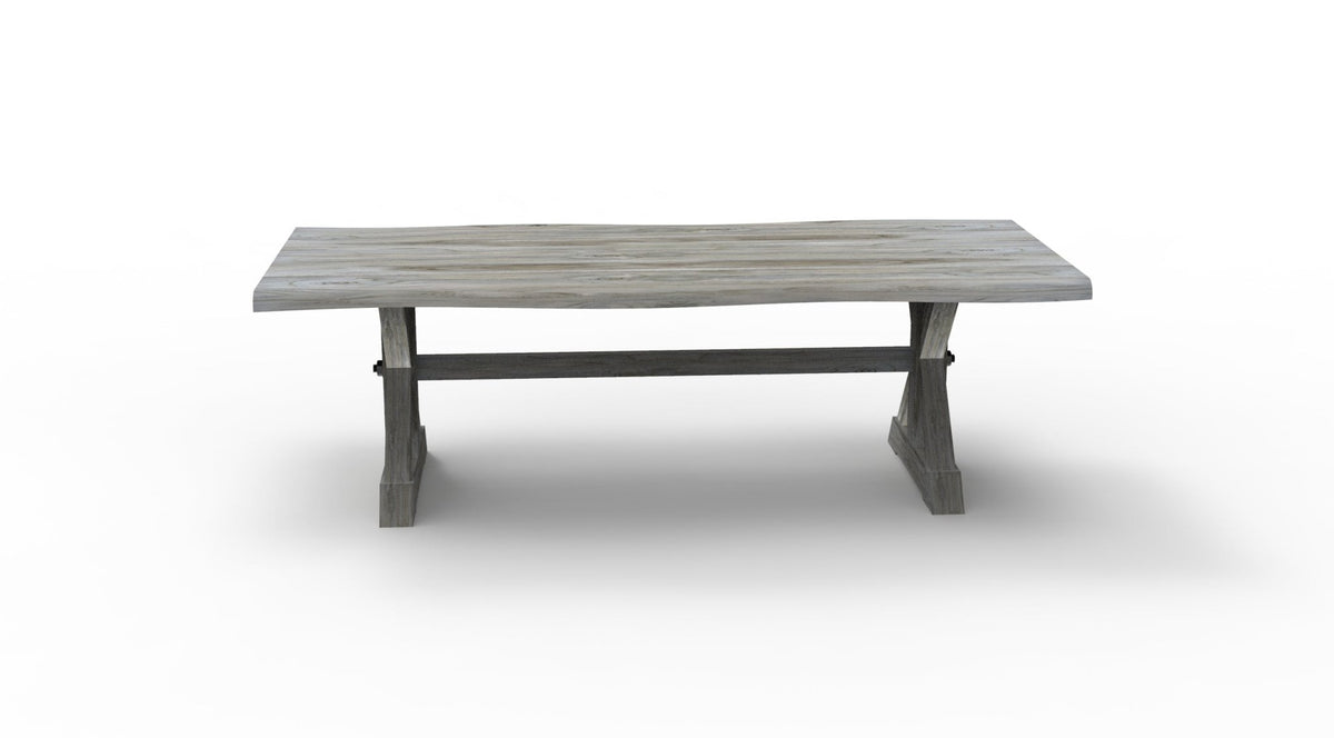 Bartholomew 96&quot; Teak Live Edge Dining Table - Natural + Gray - snyders.furniture
