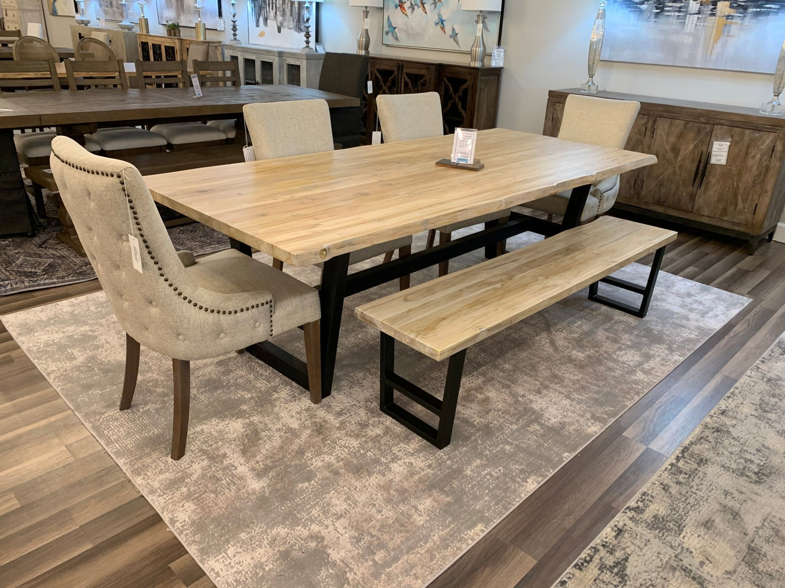 Bartholomew 96" Teak Live Edge Dining Table - Natural + White - snyders.furniture