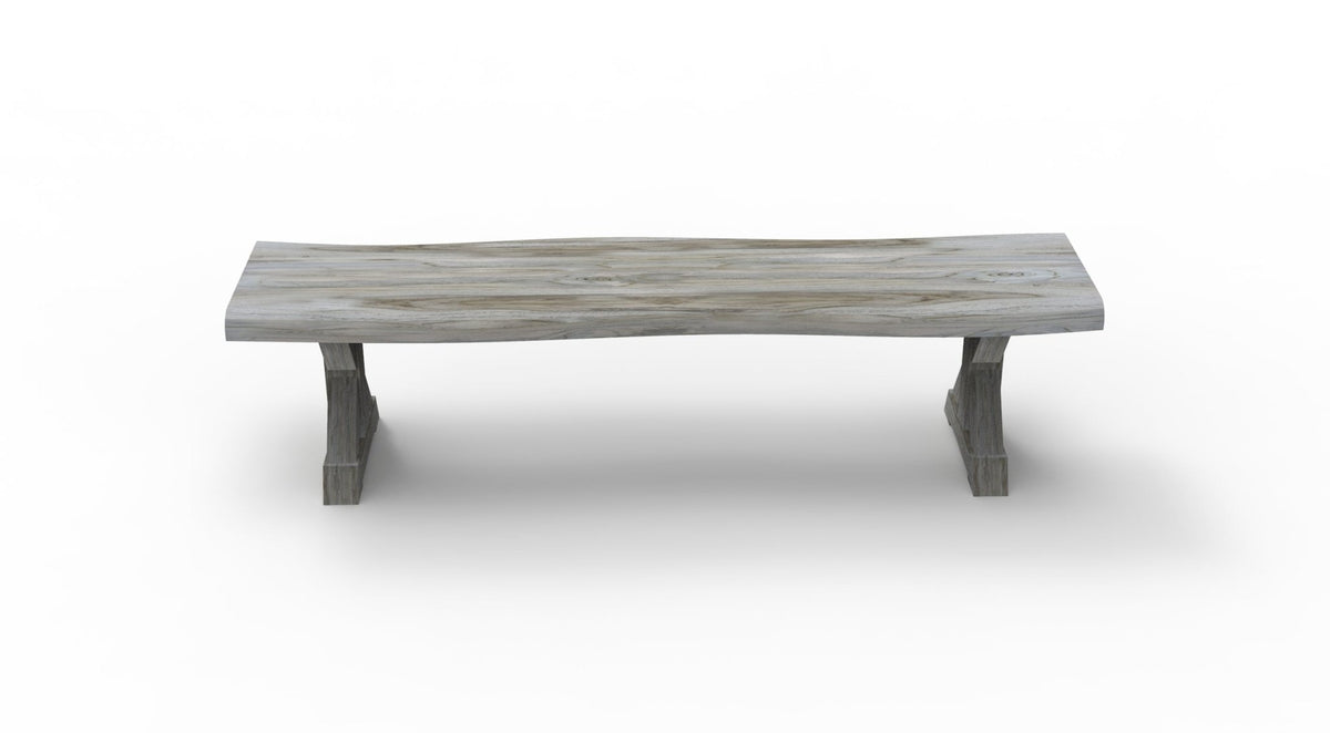 Bartholomew Teak Live Edge Dining Bench - Natural + Gray - snyders.furniture