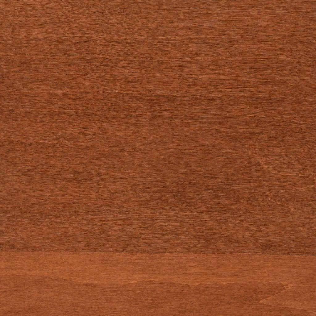 Boston stain on maple, a medium warm orange brown swatch with fine even grain across the surface