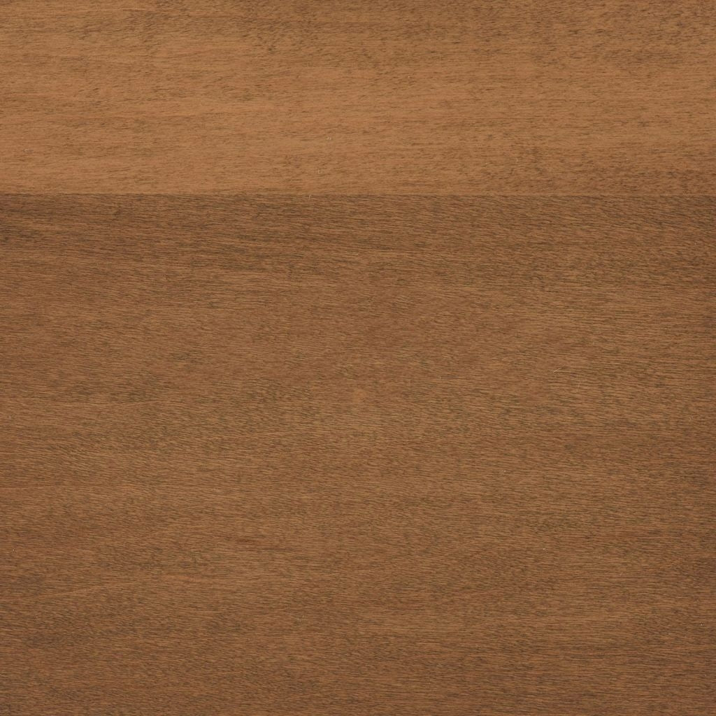 Cappuccino stain sample in a light golden tan brown with faint straight grain and matte sheen