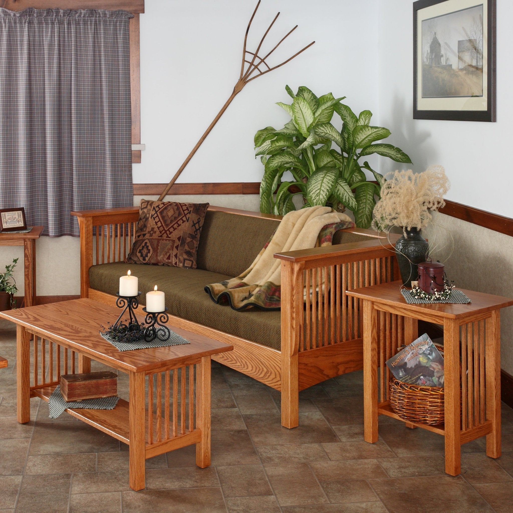 Amish Craftsman Wood Panel Club Loveseat