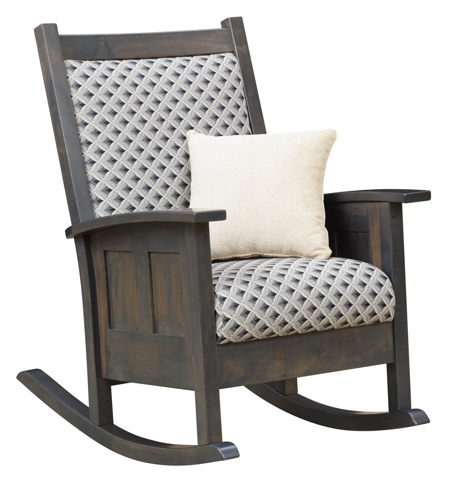 Craftsman Shaker Amish Cushion Rocking Chair shown in the living room of a craftsman bungalow home