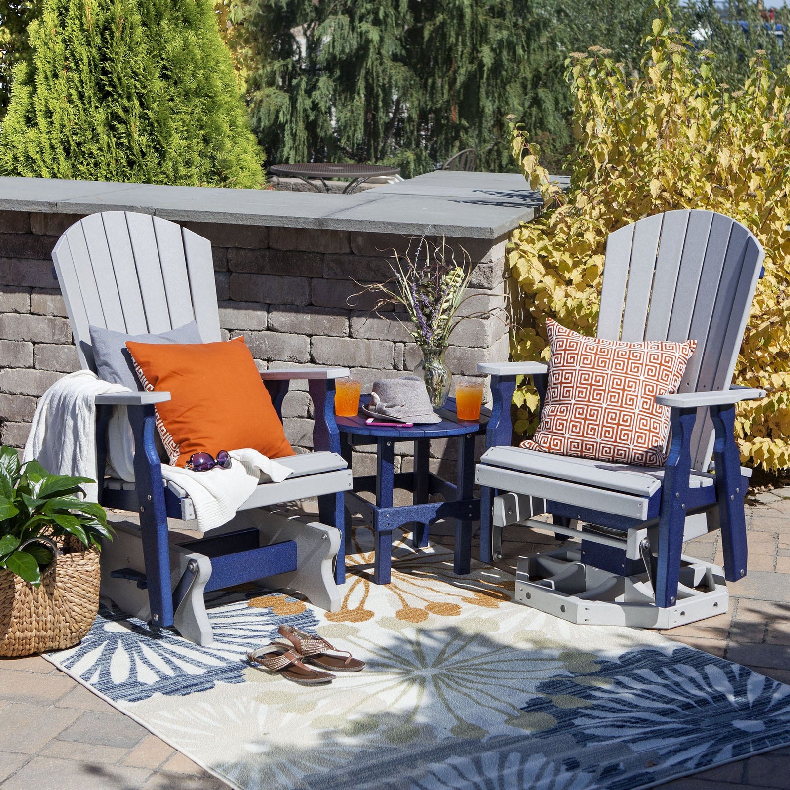 Fanback Poly Single Glider Set Leisure Lawns