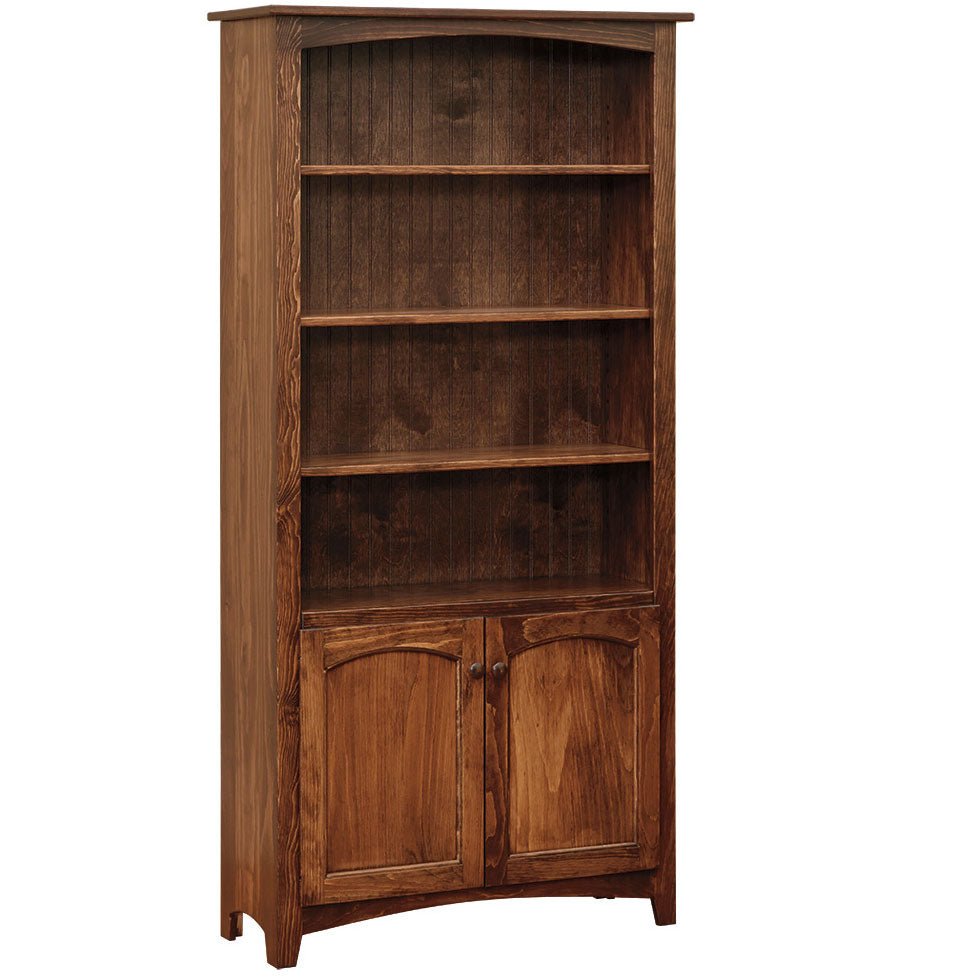 Amish Solid Wood Bookcase with Doors - snyders.furniture