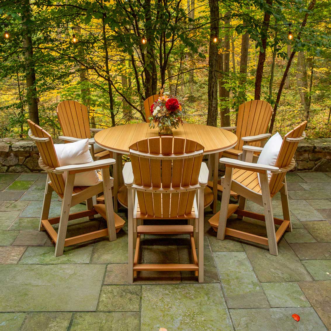 Great Bay Amish 60" Poly Patio Round 7pc Counter Set - snyders.furniture