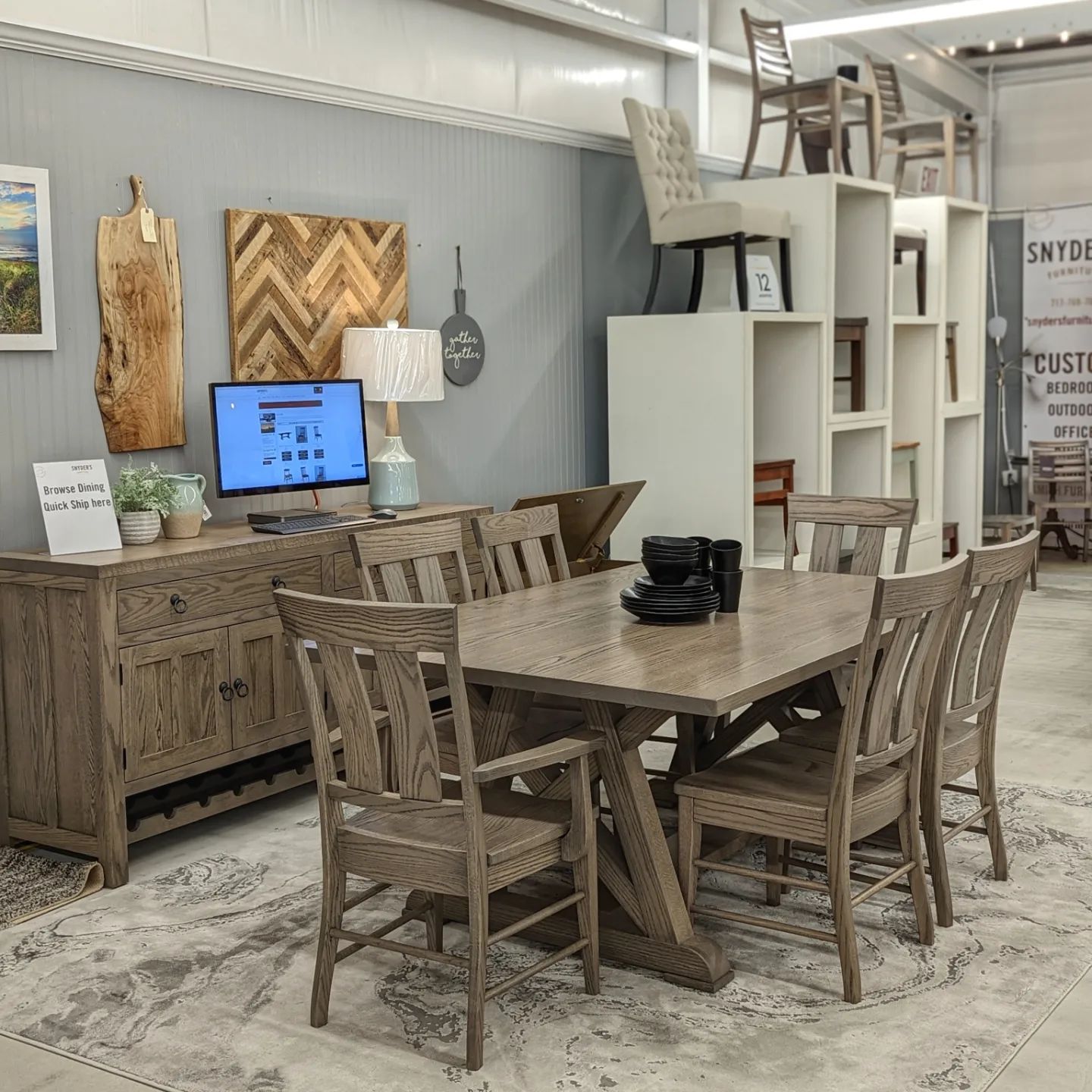 Harvest Star Amish Trestle 7pc Dining Set - Buy as Shown - snyders.furniture