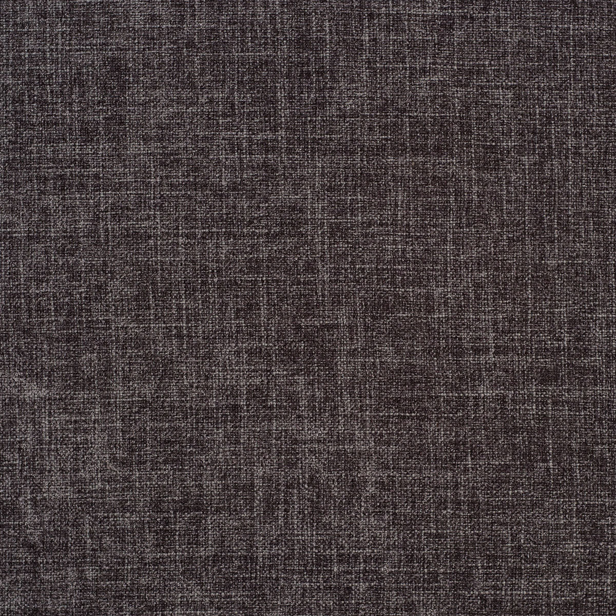 Charcoal gray woven upholstery fabric sample with a fine linen-like texture shown flat and close up