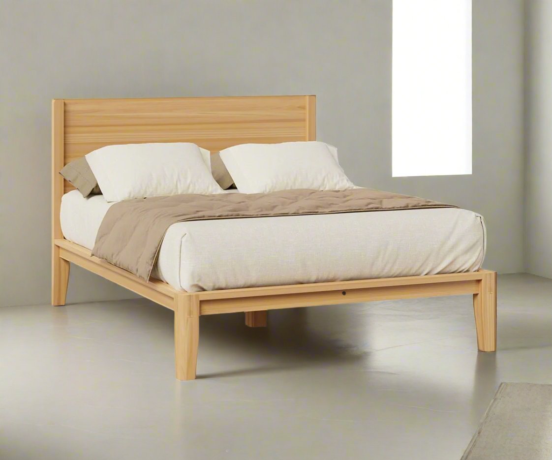 Natural w/ Wooden Headboard | Holin Amish Platform Bed - Snyder's Furniture