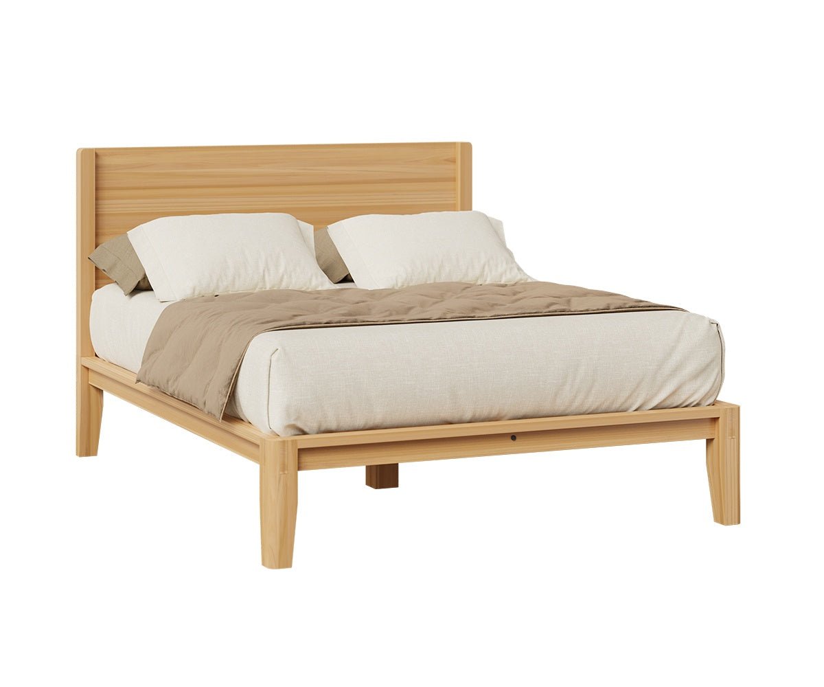 Natural w/ Wooden Headboard | Holin Amish Platform Bed - Snyder&#39;s Furniture