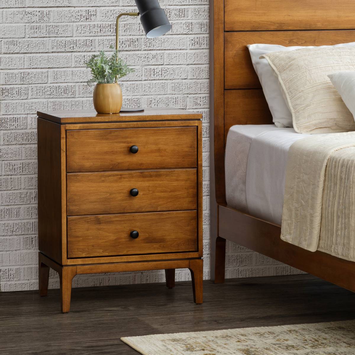 Amish Kiel Mid-Century Modern Solid Wood Night Table