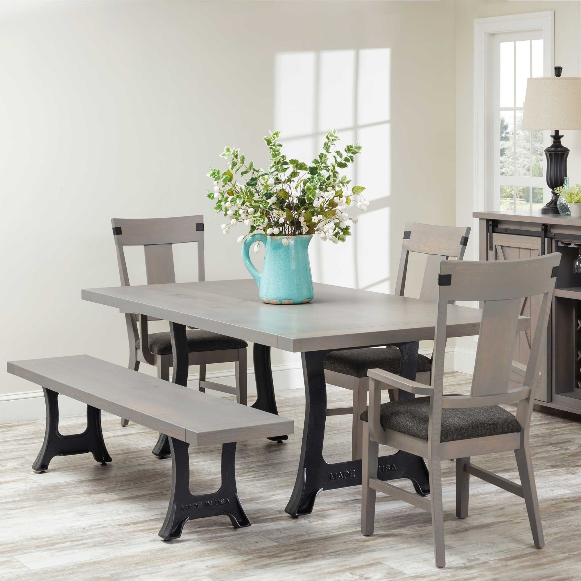 Lahoma Amish Iron Expandable Trestle Table - snyders.furniture