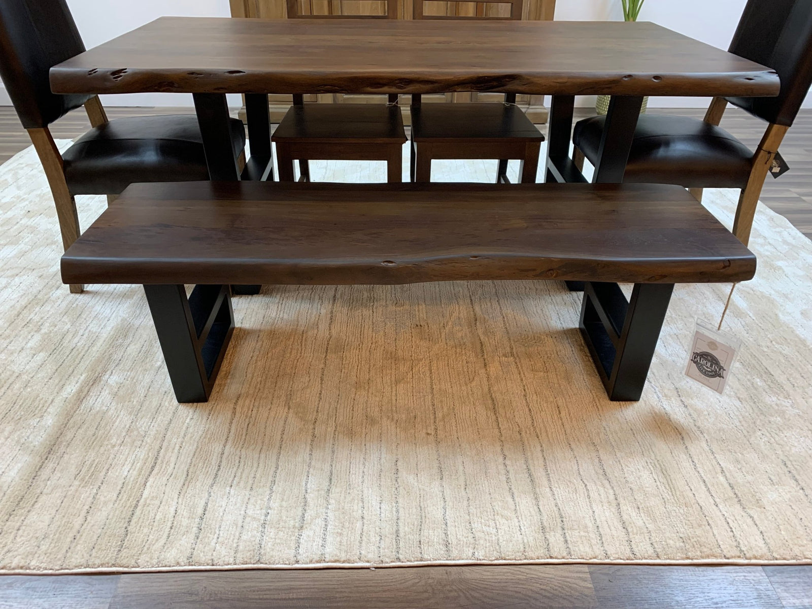 Malcolm 60" Acacia Live Edge Dining Bench - Natural + Black - snyders.furniture