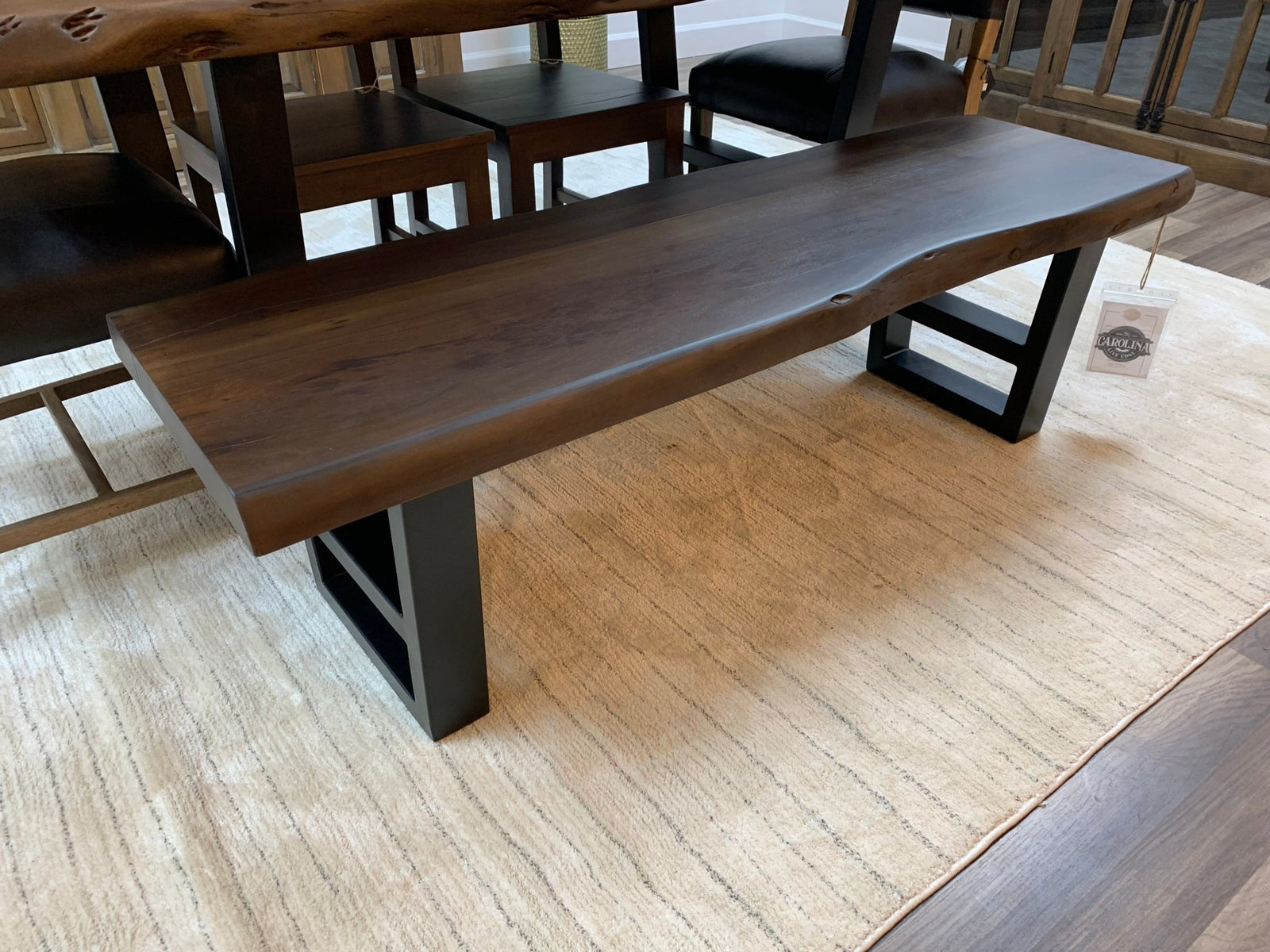 Malcolm 60" Acacia Live Edge Dining Bench - Natural + Black - snyders.furniture