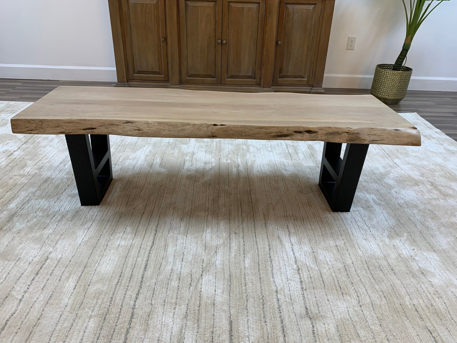 Malcolm 60" Acacia Live Edge Dining Bench - New White Wash - snyders.furniture