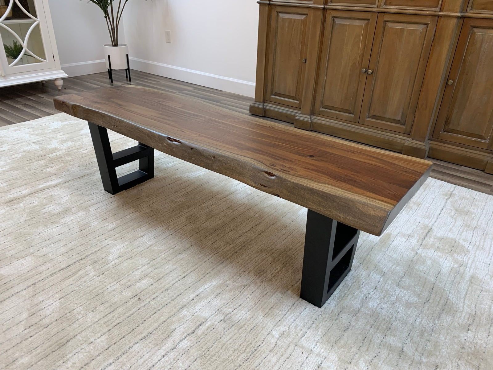 Malcolm 72" Acacia Live Edge Dining Bench - Natural + Gray - snyders.furniture