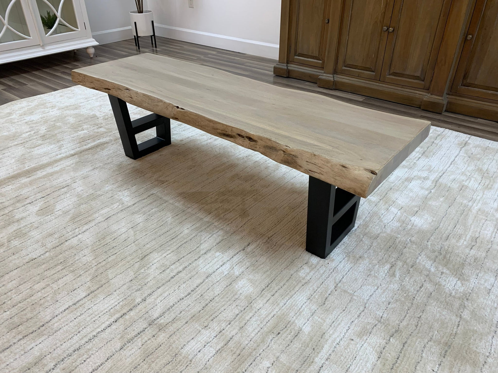 Malcolm 72" Acacia Live Edge Dining Bench - New White Wash - snyders.furniture