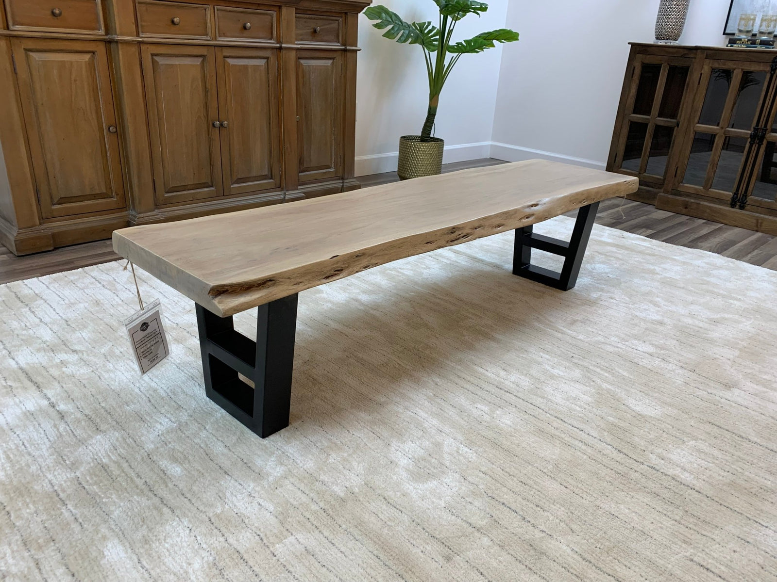 Malcolm 72" Acacia Live Edge Dining Bench - New White Wash - snyders.furniture