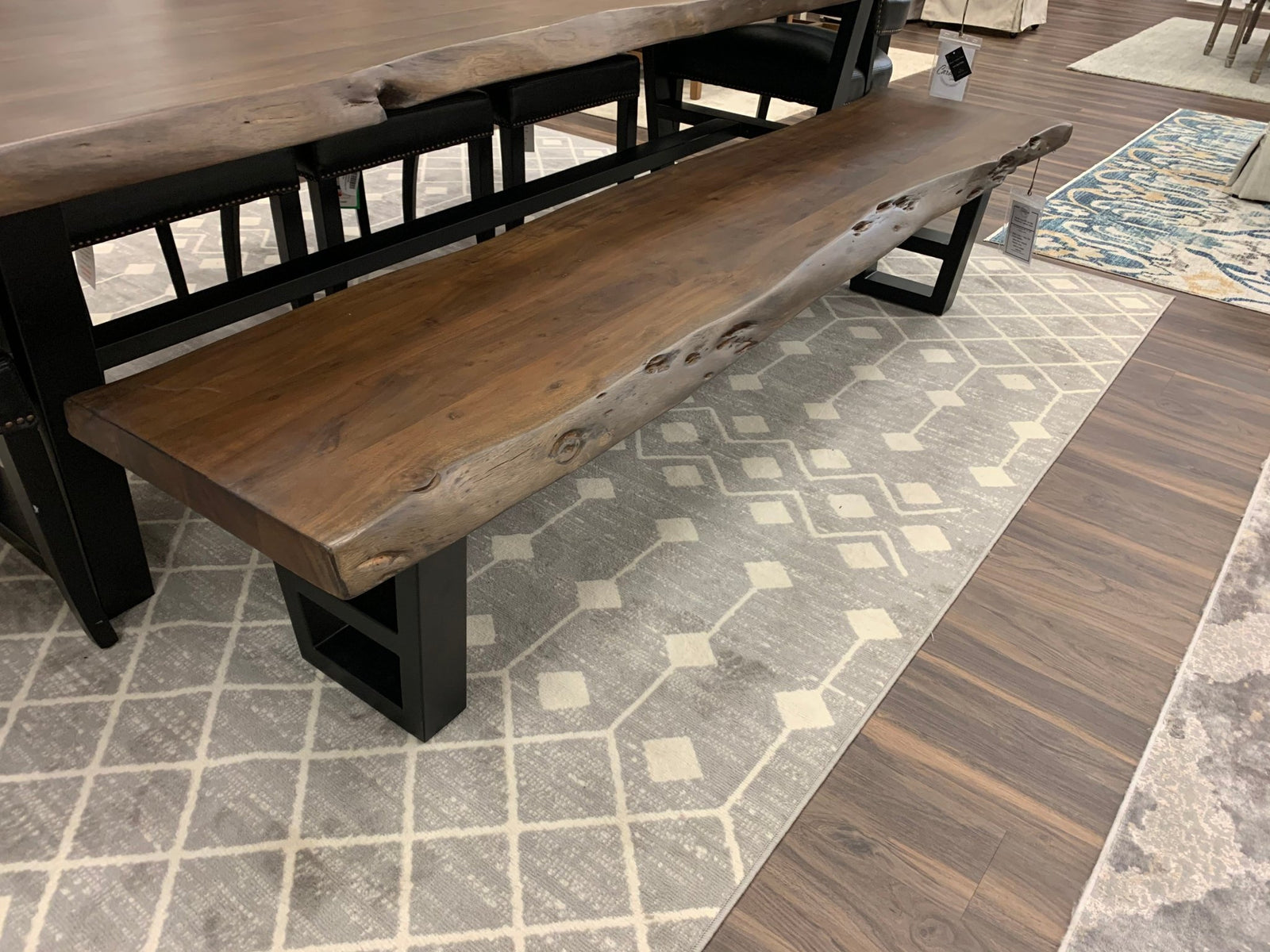 Malcolm 84" Acacia Live Edge Dining Bench - Natural + Black - snyders.furniture