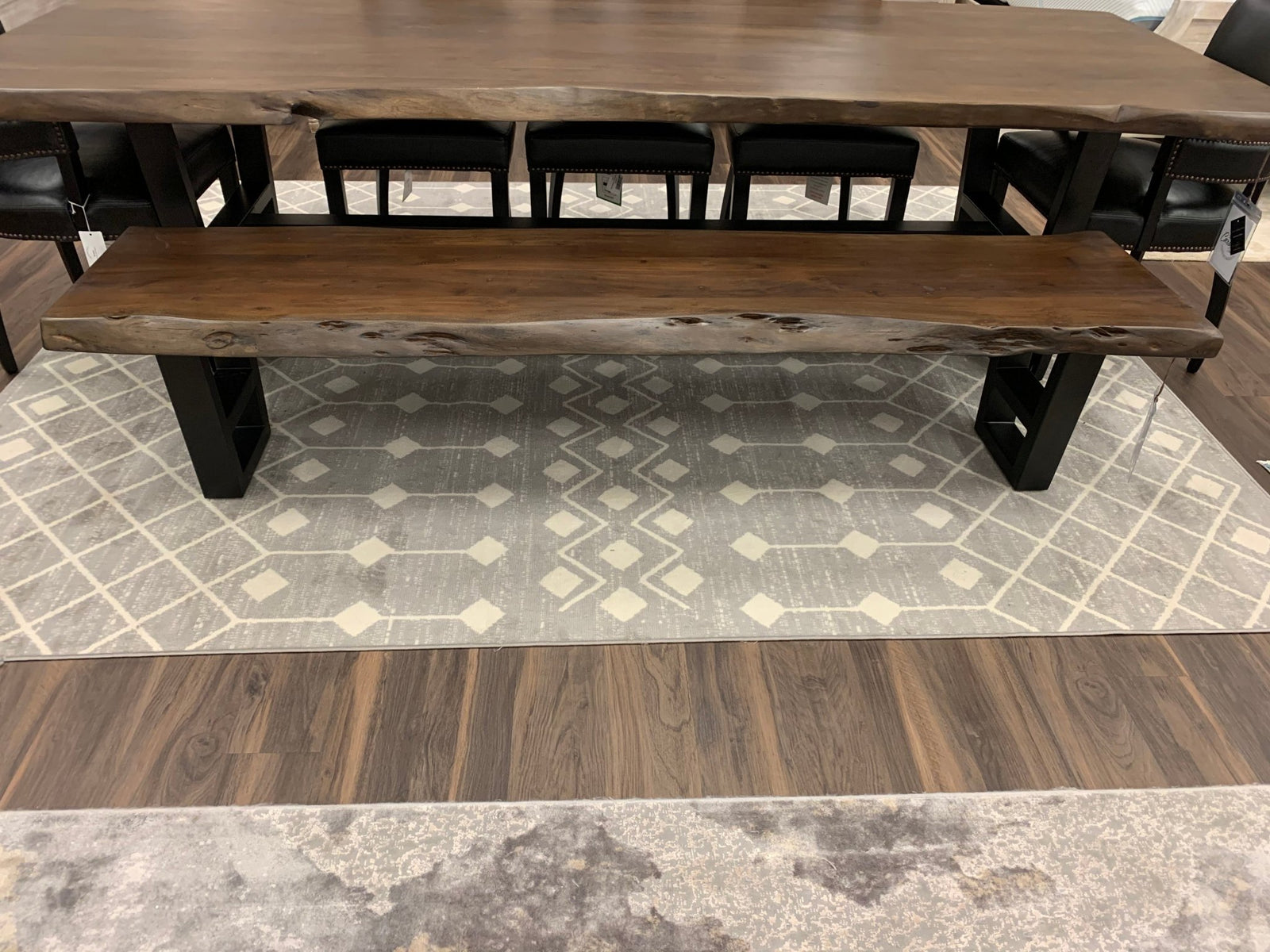 Malcolm 84" Acacia Live Edge Dining Bench - Natural + Black - snyders.furniture