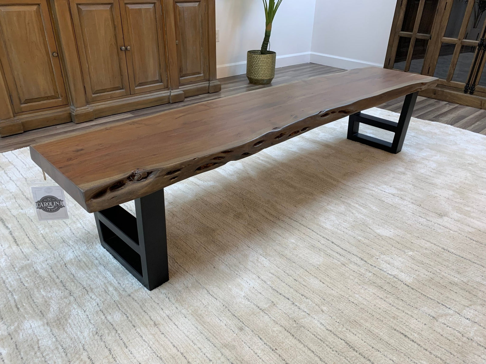 Malcolm 84" Acacia Live Edge Dining Bench - Natural + Gray - snyders.furniture