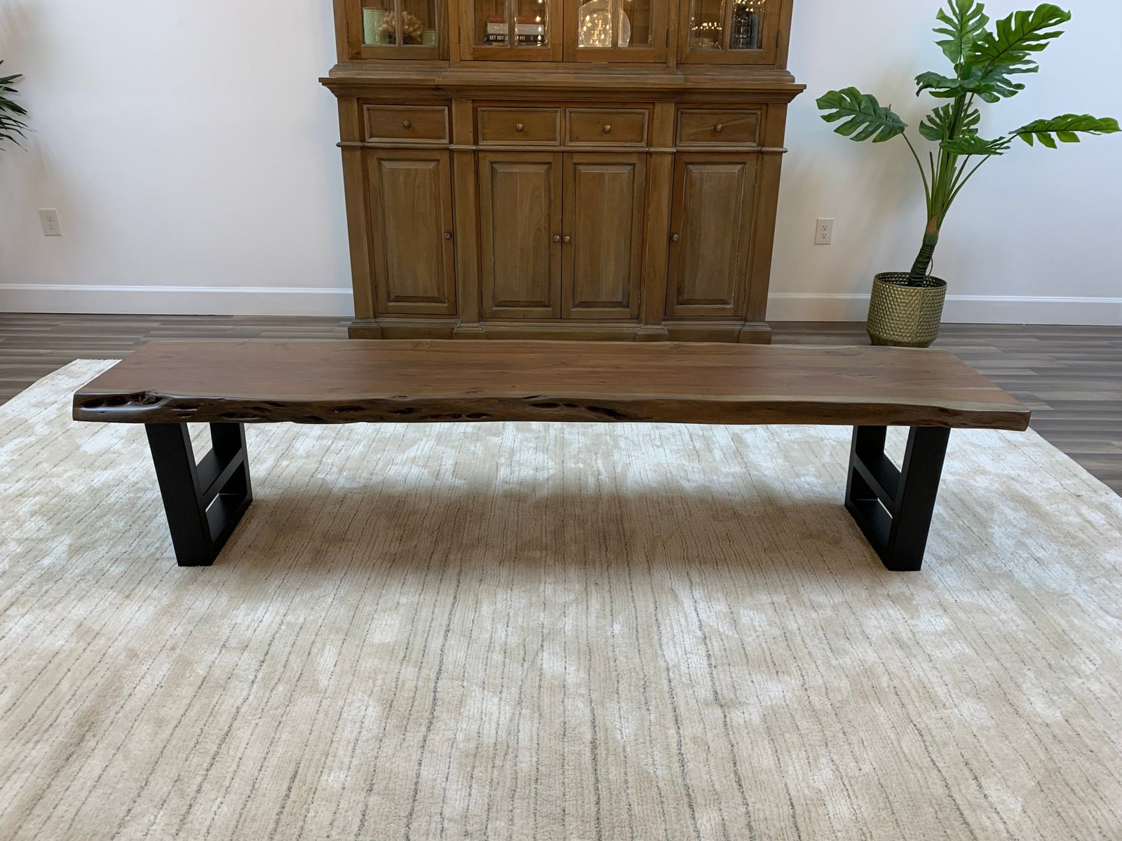 Malcolm 84" Acacia Live Edge Dining Bench - Natural + Gray - snyders.furniture