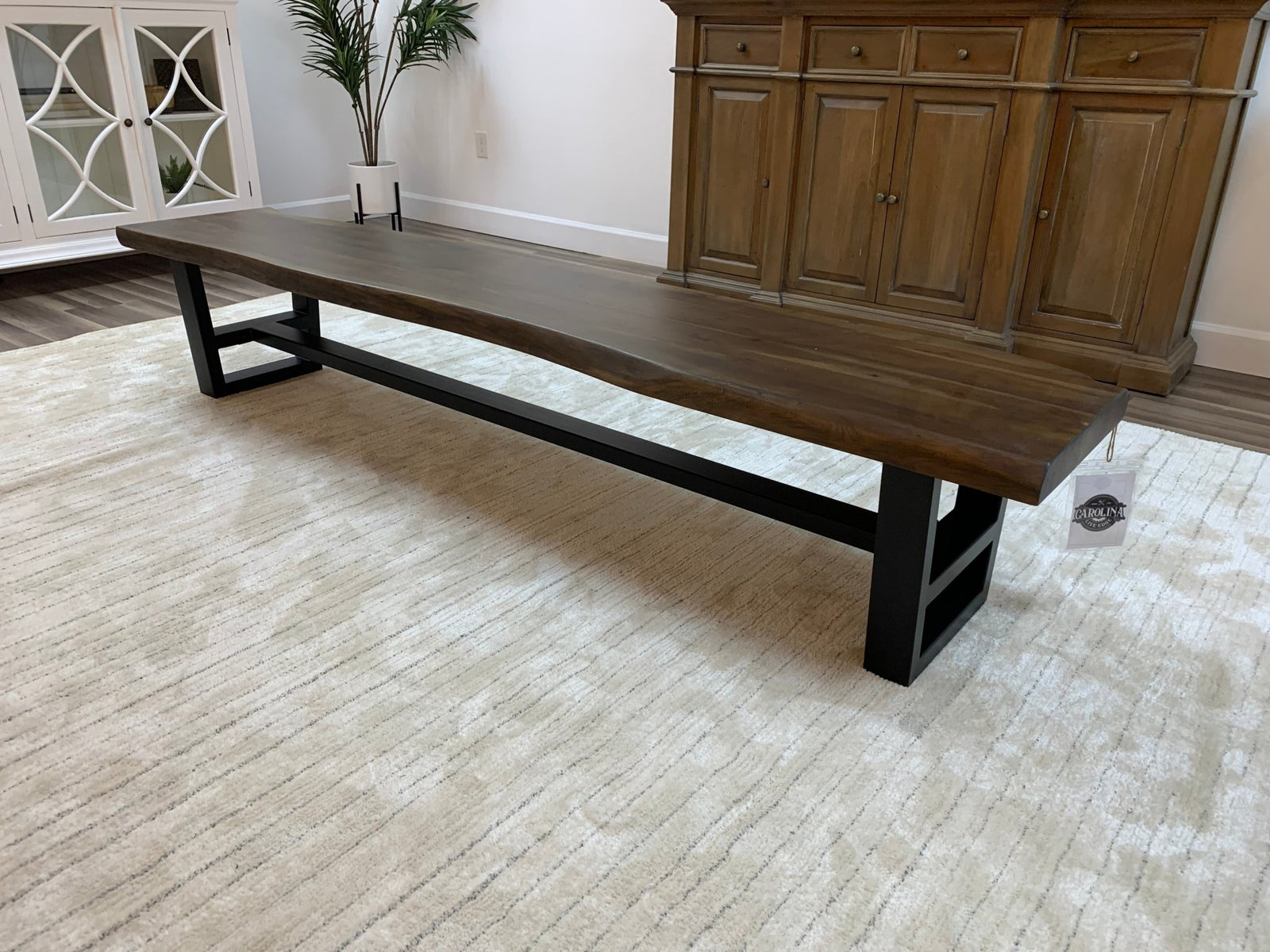 Malcolm 96" Acacia Live Edge Dining Bench - Natural + Black - snyders.furniture