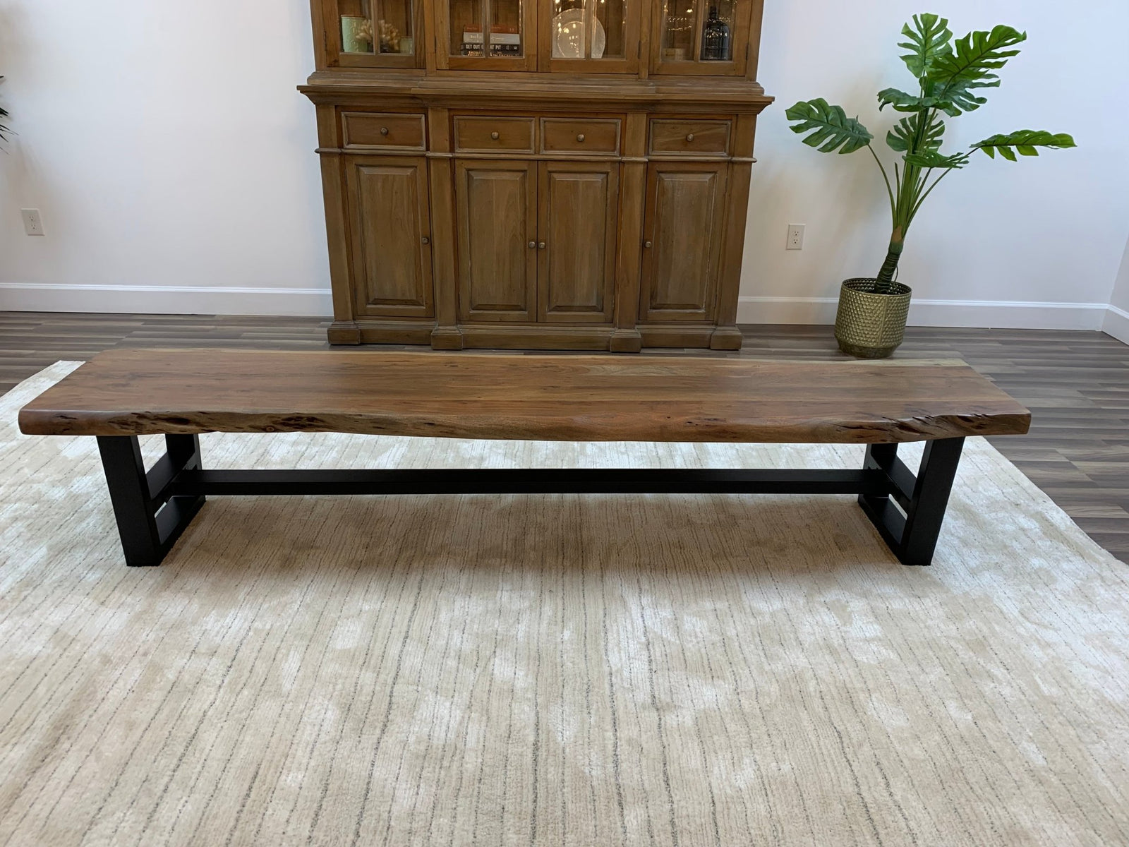 Malcolm 96" Acacia Live Edge Dining Bench - Natural + Gray - snyders.furniture