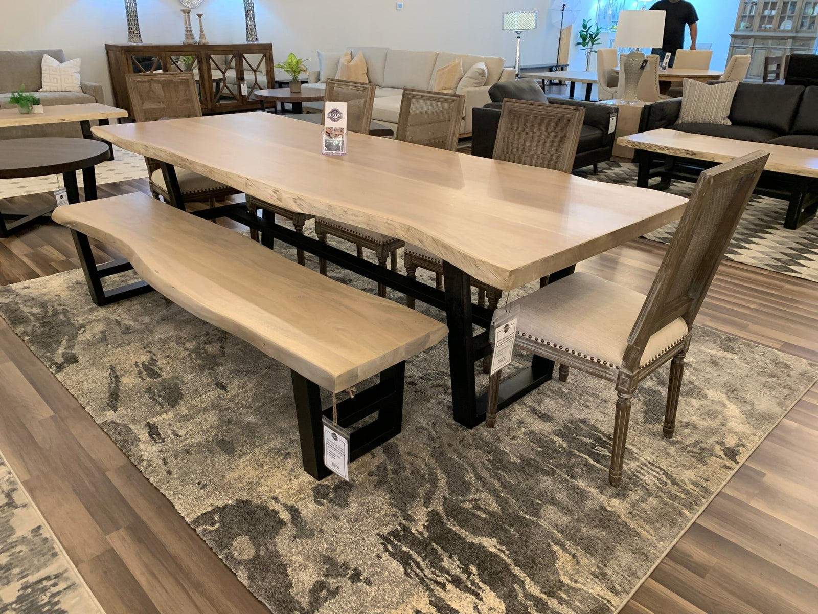 Malcolm Acacia 108' Live Edge Dining Table - New White Wash - snyders.furniture