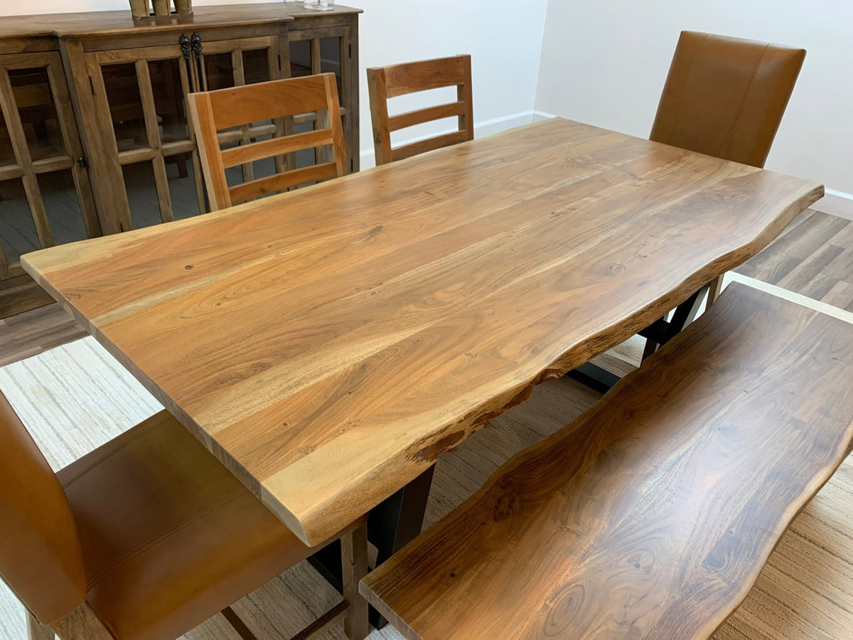 Malcolm Acacia 72&quot; Live Edge Dining Table - Natural - snyders.furniture