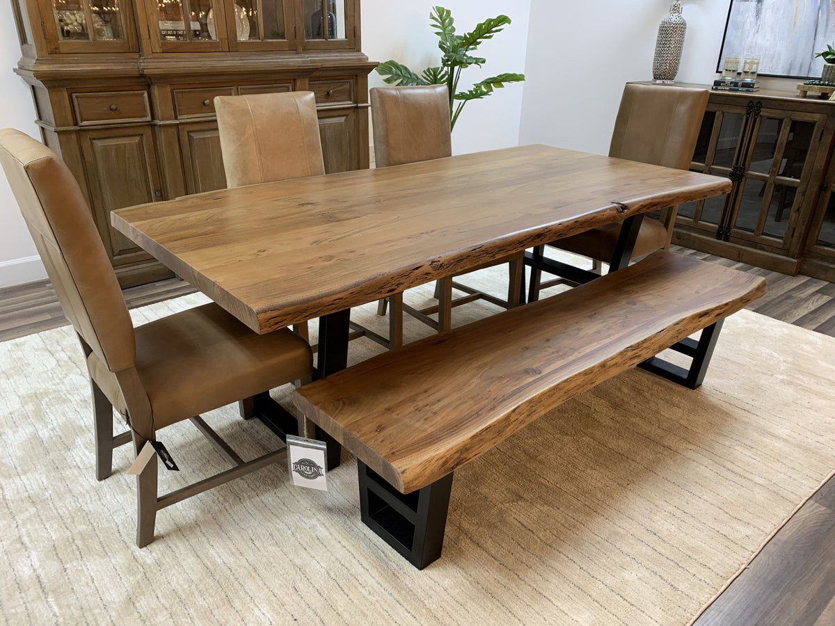 Malcolm Acacia 84&quot; Live Edge Dining Table - Natural - snyders.furniture