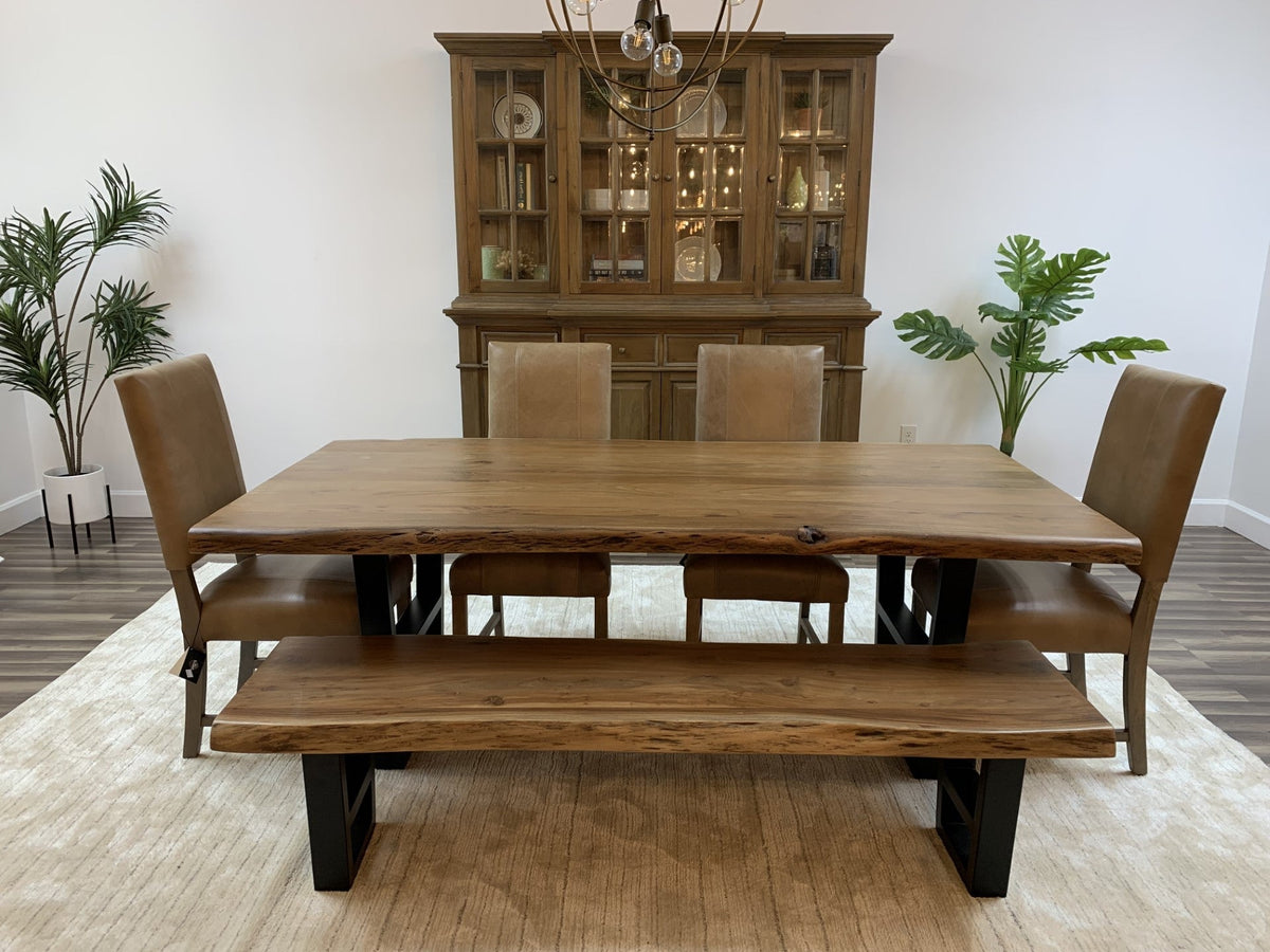 Malcolm Acacia 84&quot; Live Edge Dining Table - Natural - snyders.furniture