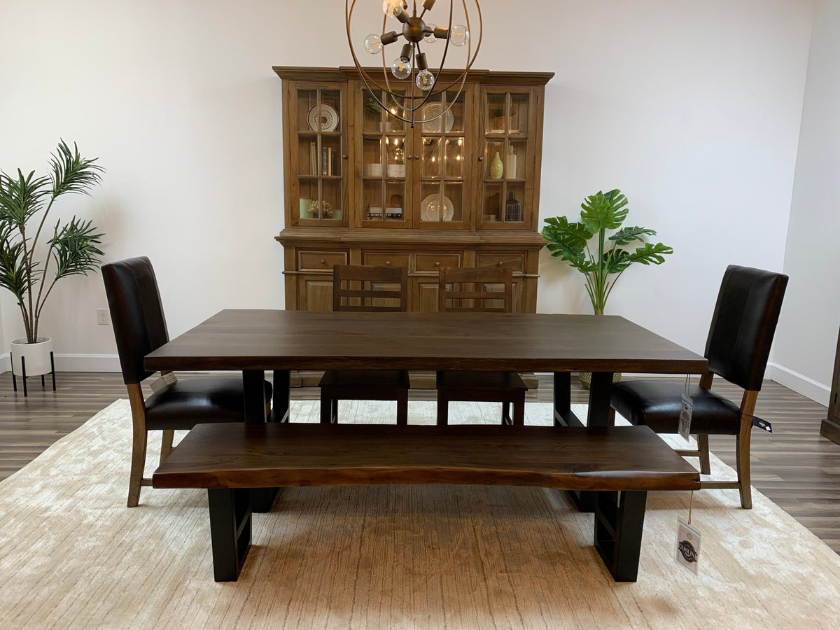 Malcolm Acacia 84&quot; Live Edge Dining Table - Natural + Black - snyders.furniture