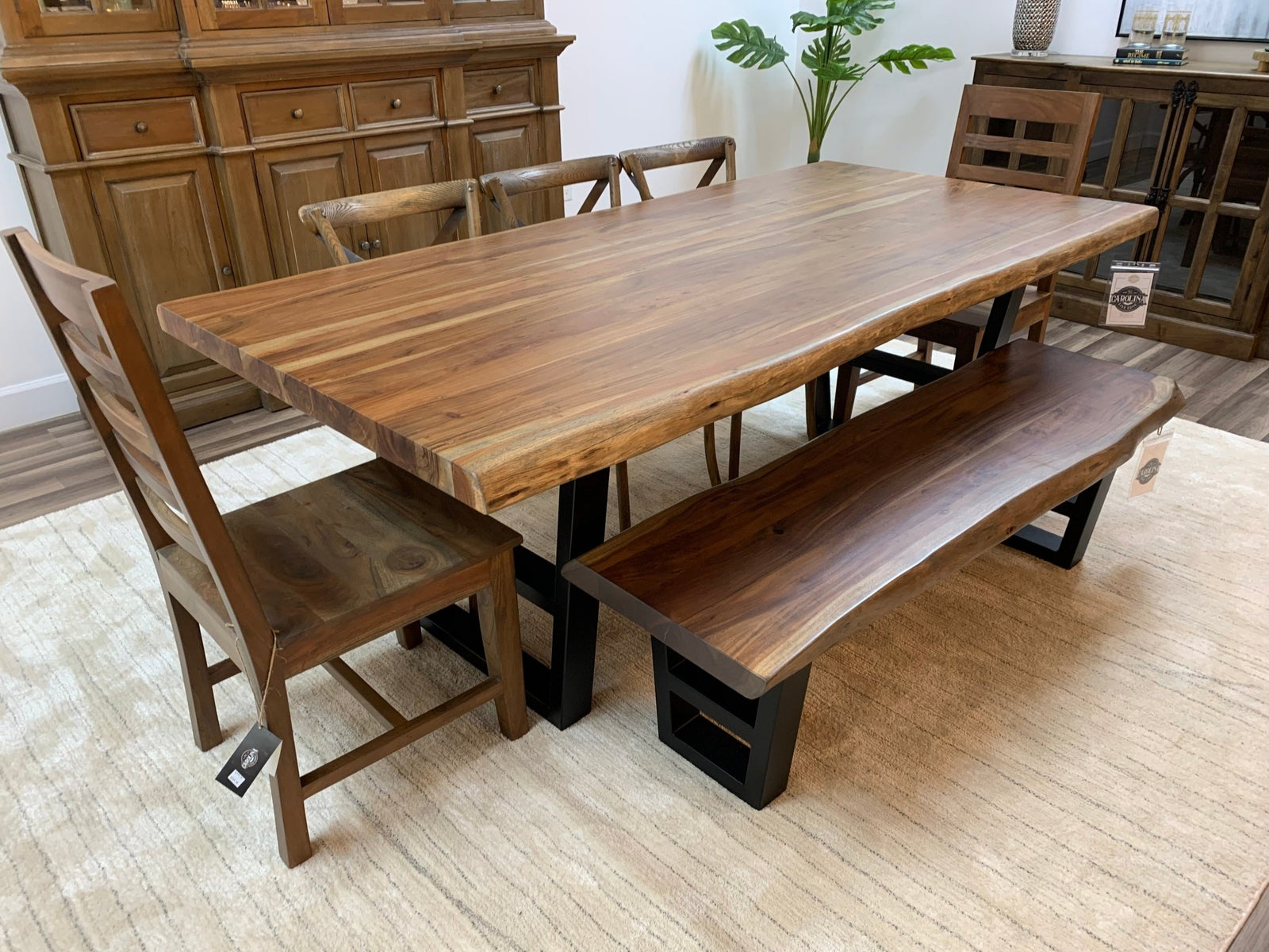 Malcolm Acacia 84" Live Edge Dining Table - Natural + Gray - snyders.furniture