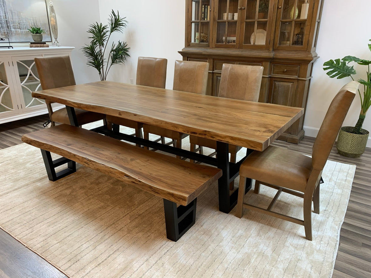 Malcolm Acacia 96&quot; Live Edge Dining Table - Natural - snyders.furniture
