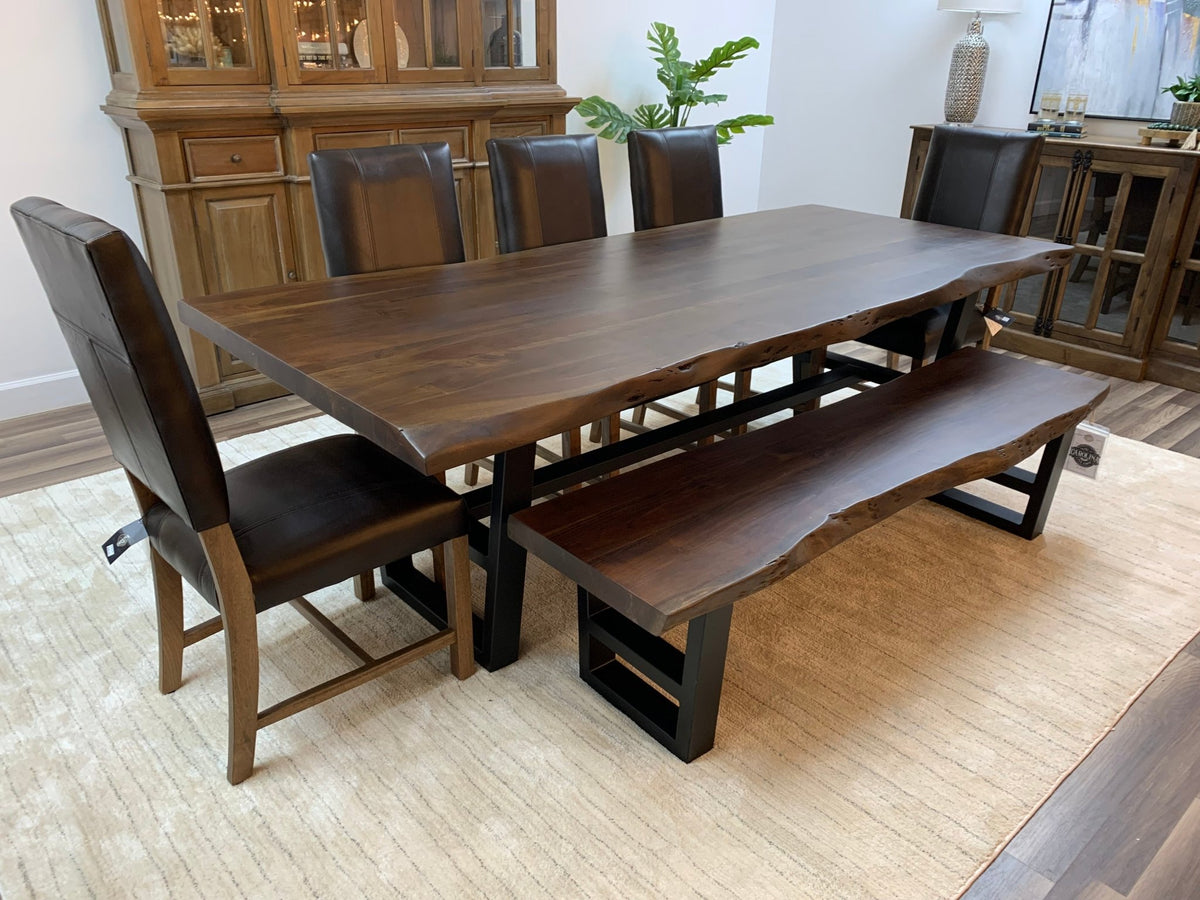 Malcolm Acacia 96&quot; Live Edge Dining Table - Natural + Black - snyders.furniture