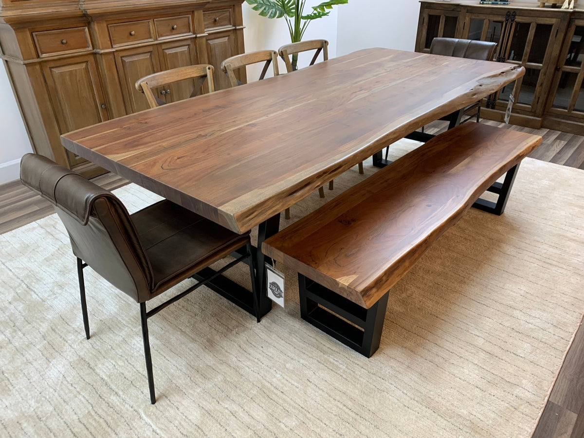 Malcolm Acacia 96&quot; Live Edge Dining Table - Natural + Gray - snyders.furniture