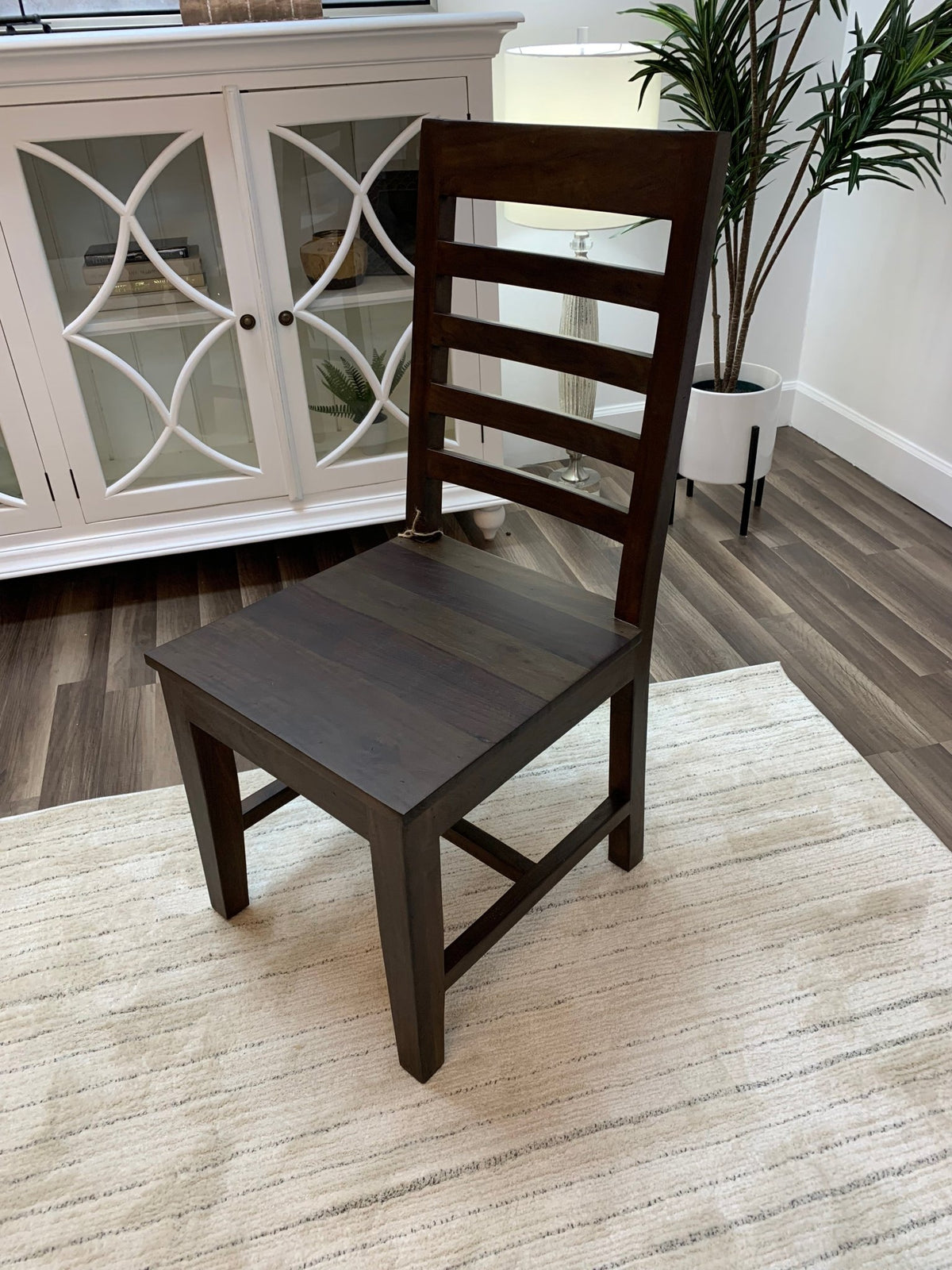 Malcolm Acacia Ladderback Dining Side Chair - Natural + Black - snyders.furniture