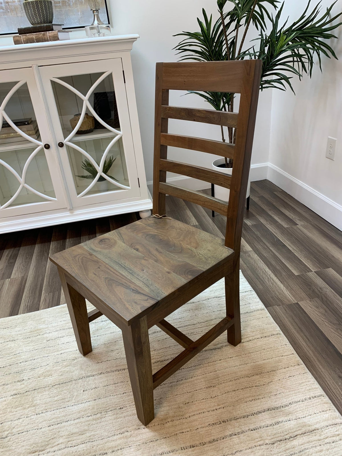 Malcolm Acacia Ladderback Dining Side Chair - Natural + Gray - snyders.furniture