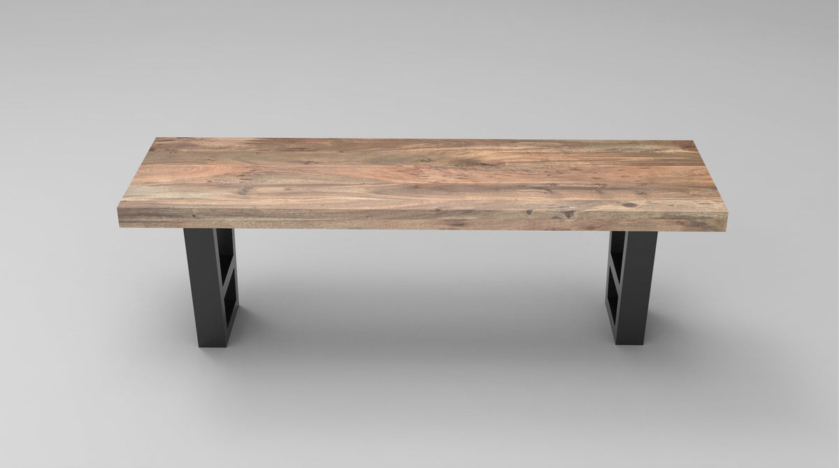 Maxwell 60&quot; Acacia Dining Bench - Natural + Smoke - snyders.furniture