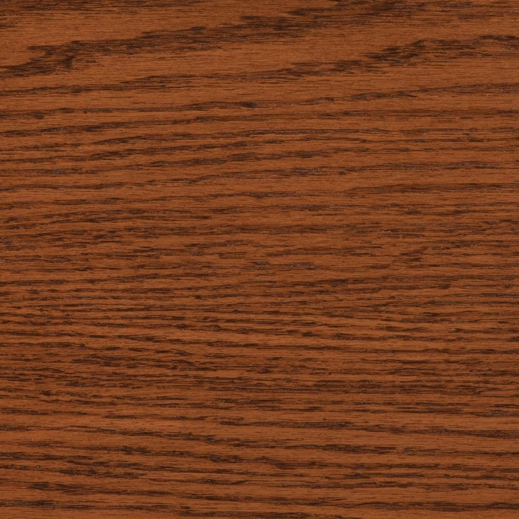 Medium stain on oak, a deep golden brown swatch with strong straight oak grain striping