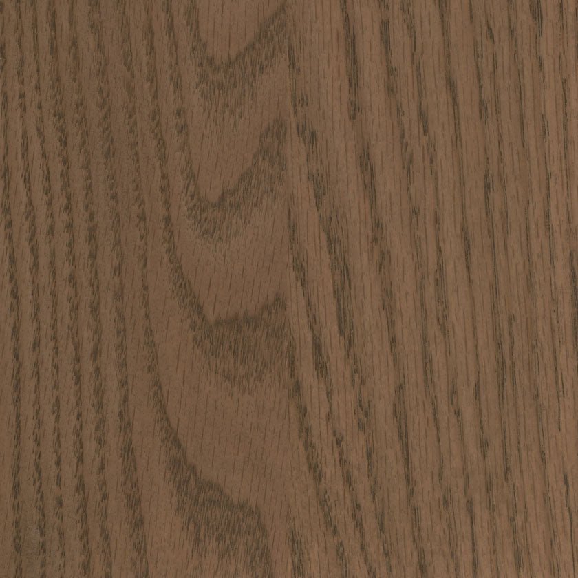 Tundra stain on oak, a medium warm brown swatch with clear dark oak grain striping