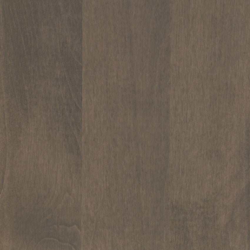 Driftwood stain on brown maple, a soft weathered gray swatch with two toned boards and faint grain