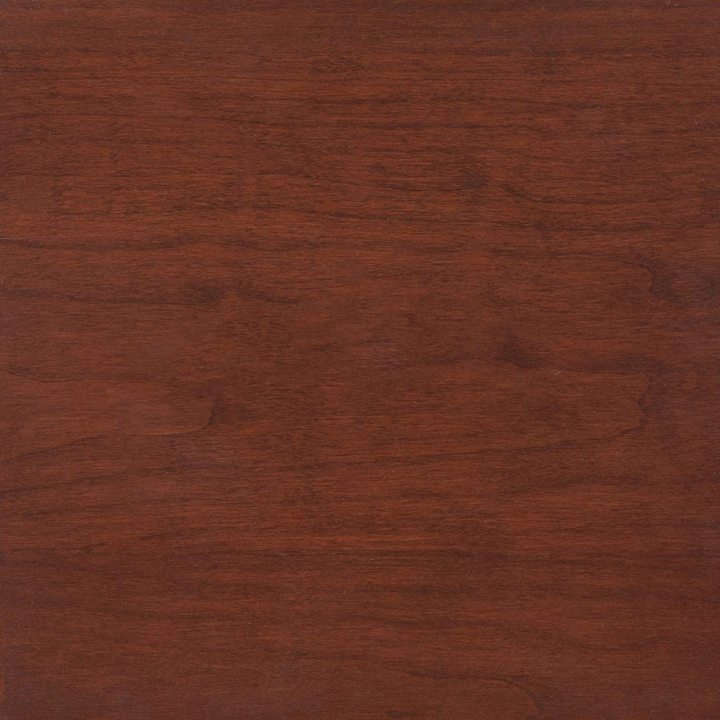 Acres stain on cherry, a warm reddish brown swatch with smooth flowing grain and a soft glow