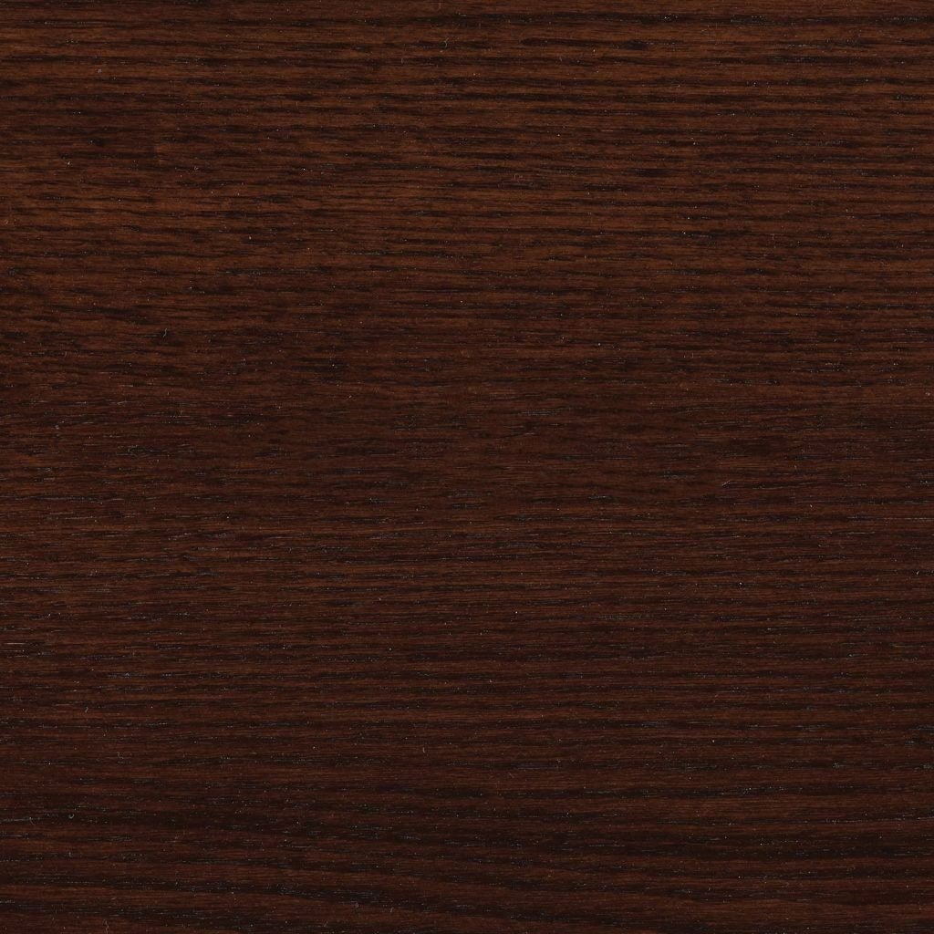 Onyx stain on oak, a dark espresso brown swatch with tight straight oak grain running across