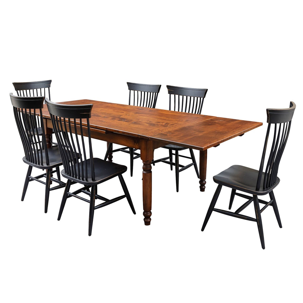 Provence Draw Leaf Table With Black Plymouth Chairs - snyders.furniture