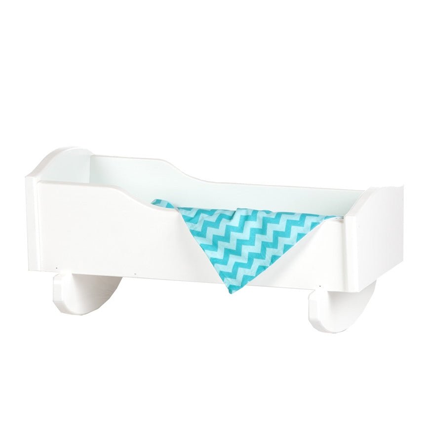 Wooden Toy Cradle, White Wooden Doll Cradle